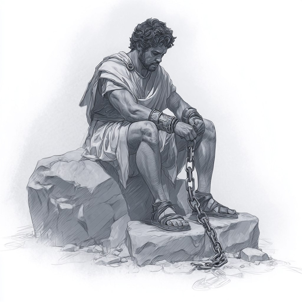 Прикованный Тесей.  Результат от MidJourney