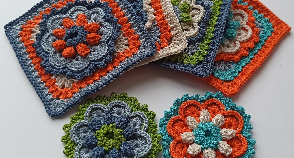 Цветочный бабушкин квадрат крючком #2. МК и фото