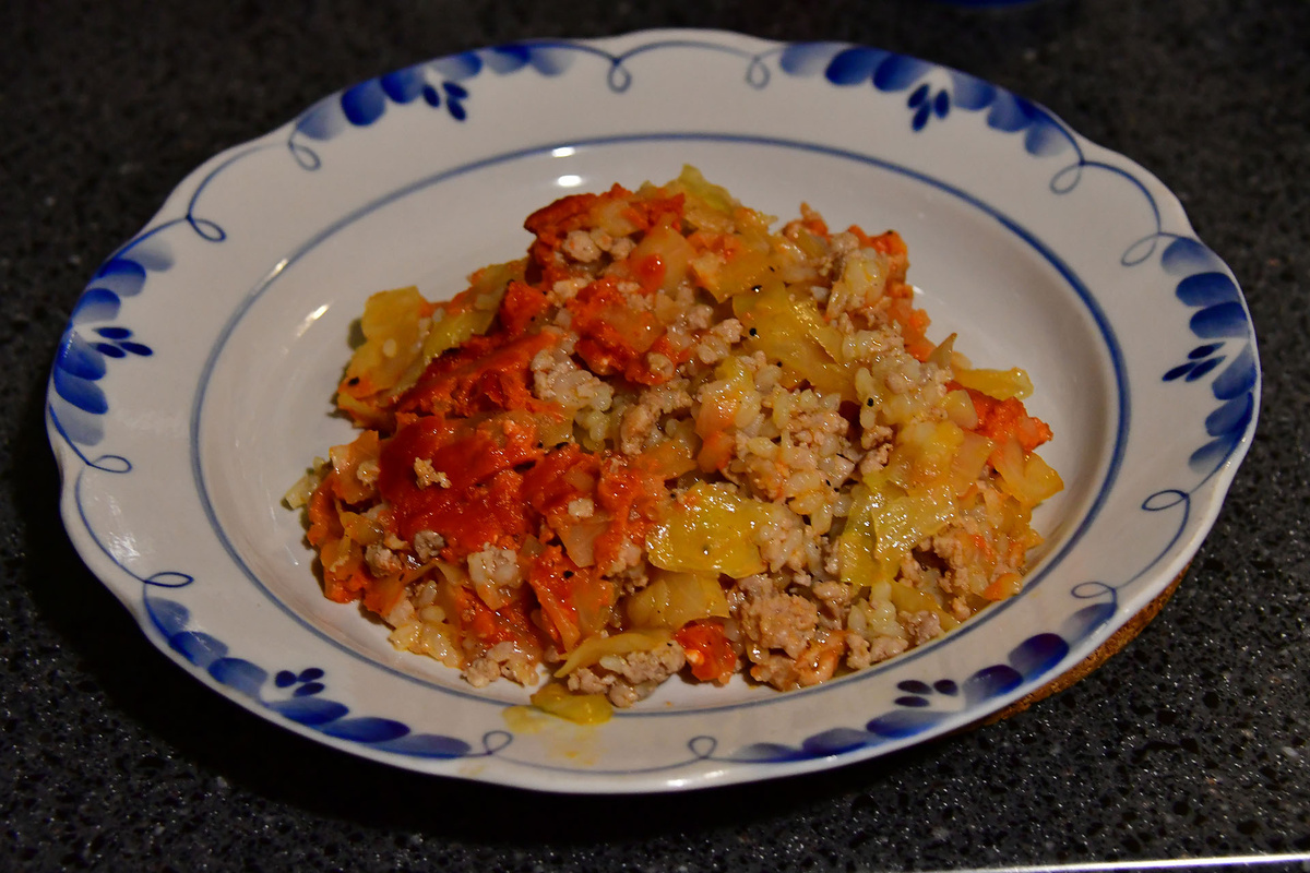 Запеканка с капустой и фаршем