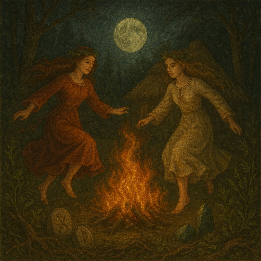 Прыжок через костер под луной