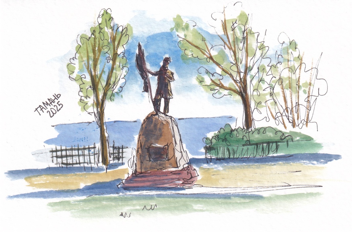 Мария Вяльшина, памятник казакам-переселенцам в Тамани, 2025 год, бумага, акварель