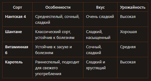 Сорта вкусной моркови