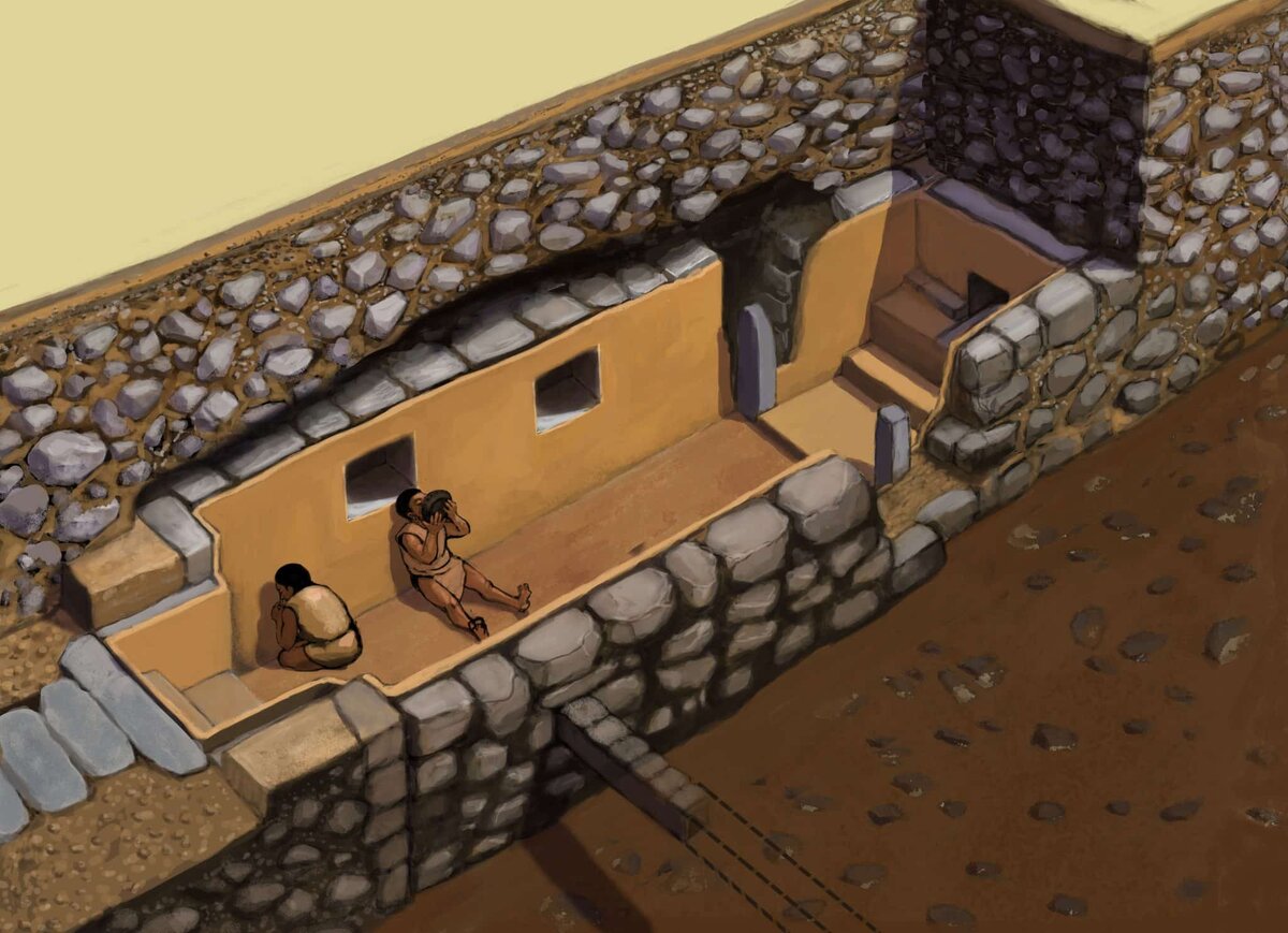    Реконструкция комнат, или галерей, в Чавин-де-Уантар, где нашли нюхательные трубки. Доступ в эти помещения был ограничен / © Daniel Contreras