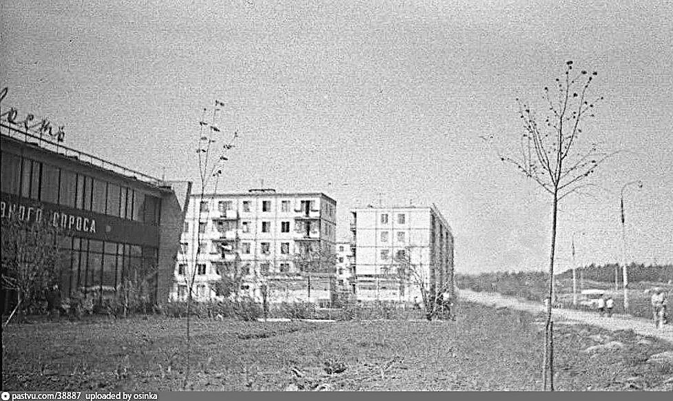 На этой фотографии, сделанной в 60-е годы ХХ века, видна часть того самого магазина и часть надписи: "Магазин повседневного спроса". Наверху есть и имя данного магазина: "Новость". Это только подтверждает факт, что подобных магазинов было построено несколько, а в конкретных районах они получали свои имена. Не помню, чтобы кто-то называл его по имени. Для нас он был "Повседневкой"!