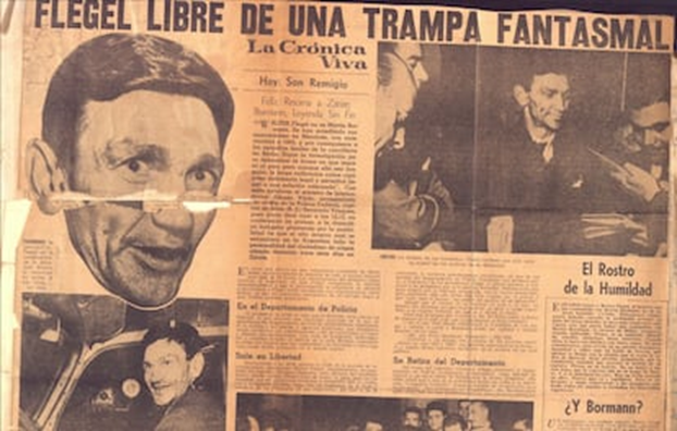 Двойной разворот аргентинской газеты с хроникой освобождения Флегеля 30 сентября 1960 года. НАЦИОНАЛЬНЫЙ АРХИВ