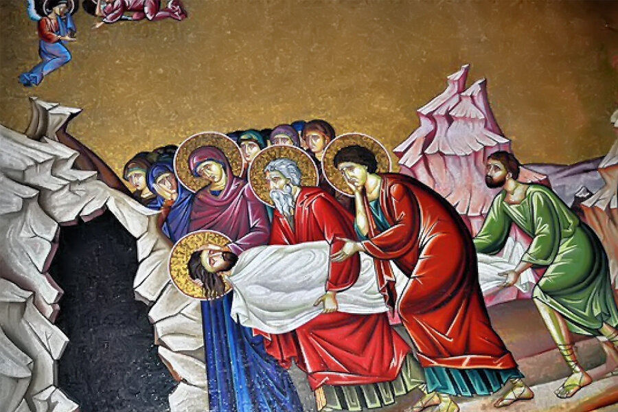 Иосиф Аримафейский несет тело Спасителя в свою гробницу