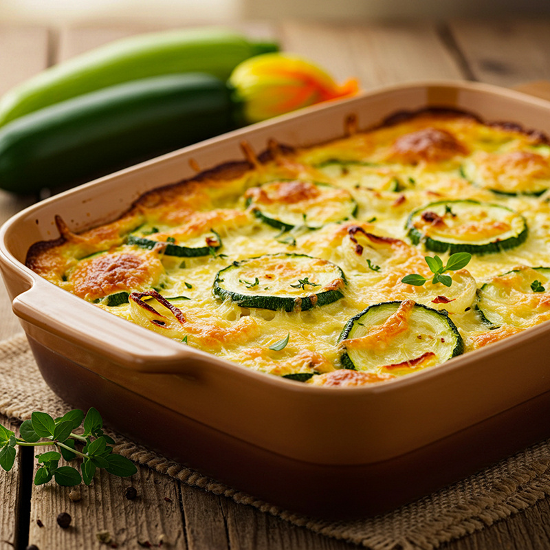 Ароматная запеканка из кабачков с помидорами и сыром