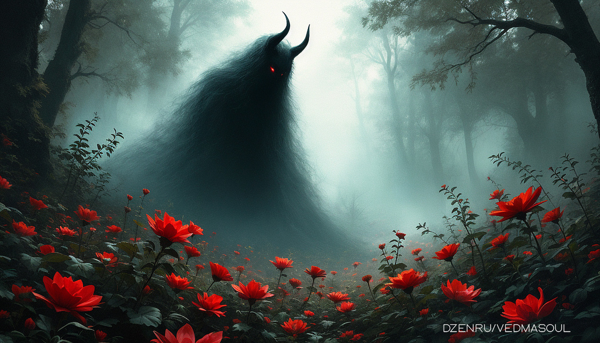 Авторское изображение @vedmasoul. Cгенерировано ИИ. Сущность, бес, чистка, ритуал