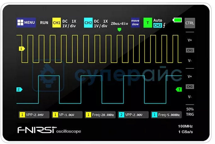 Интерфейс осциллографа фнирси