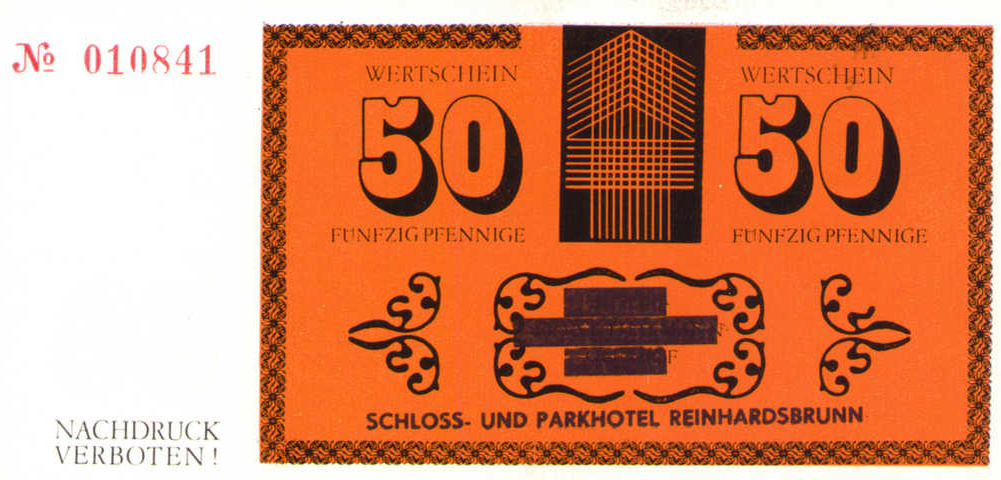 Отель Эрнста Тэльманна в Оберхоффе. 50 пфеннигов. (аверс)