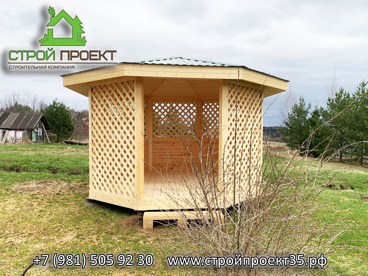 Каркасная деревянная беседка