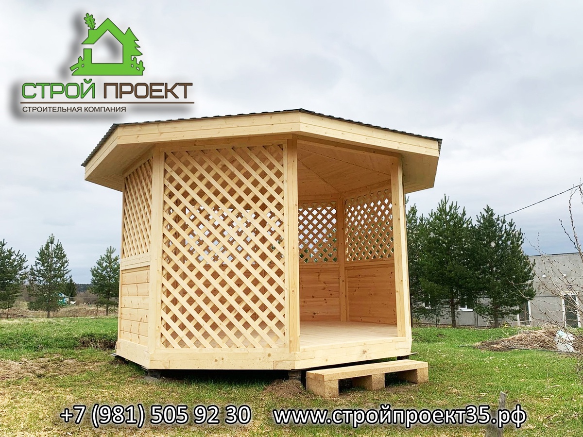 Каркасная деревянная беседка