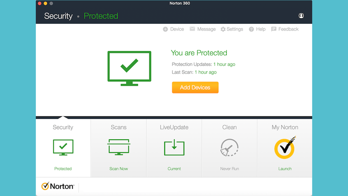 Интерфейс антивируса Norton, cybernews.com