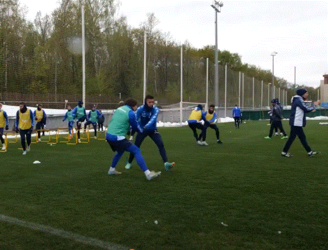 ФК "Динамо" Москва на тренировке.