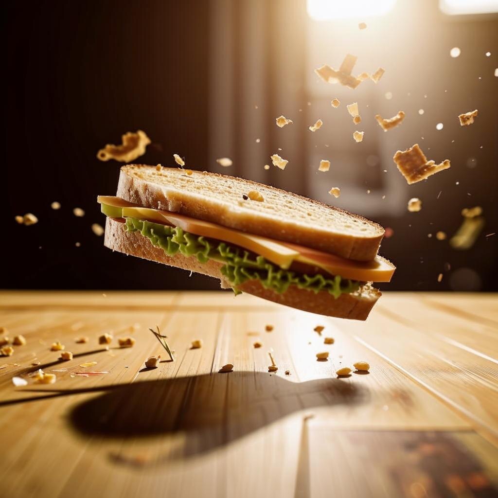 Научный эксперимент с бутербродом. Создано ИИ.