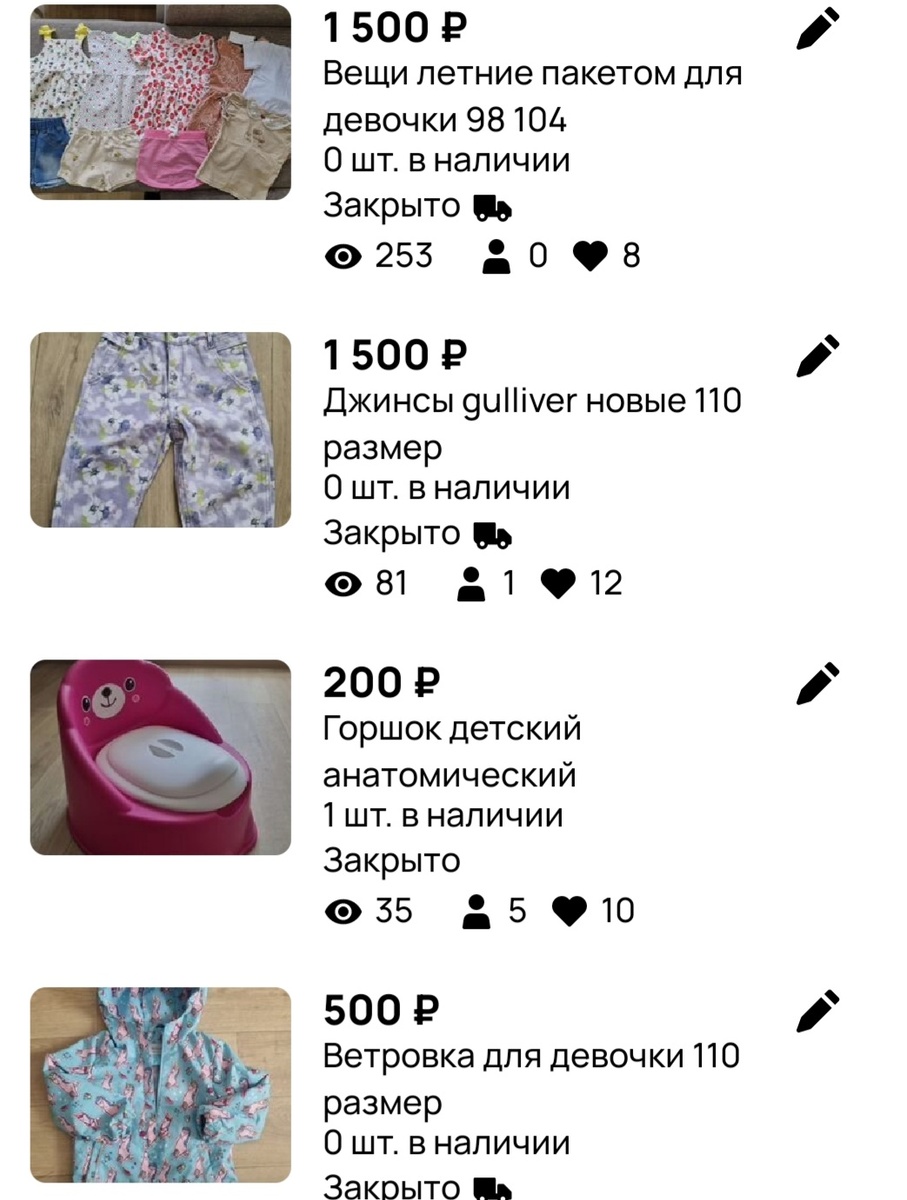 Недавние продажи