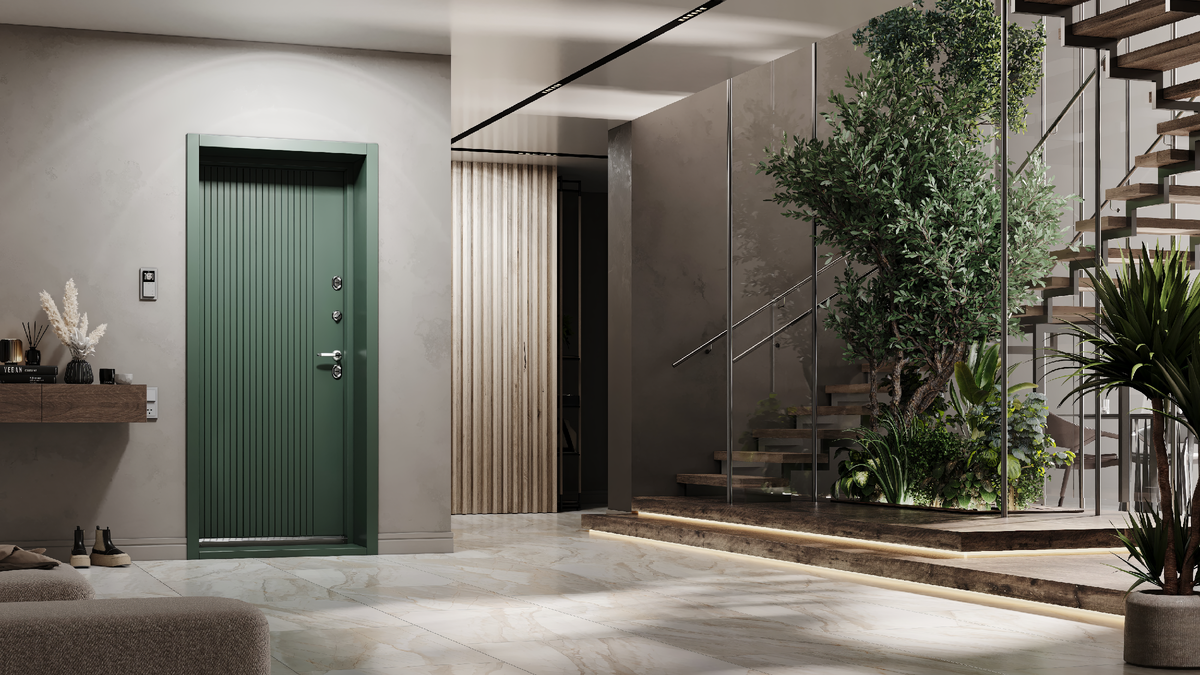 Пример оформления дверного проёма в цвет полотна.