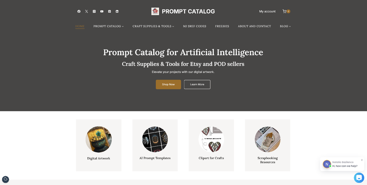 скриншот каталог промптов MyPromptHaven.com