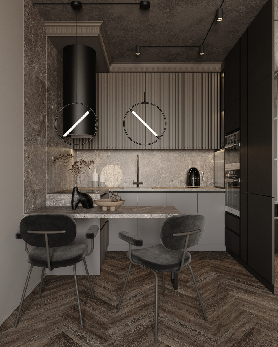 Кухня-гостиная в ЖК "Речной порт", г. Тюмень