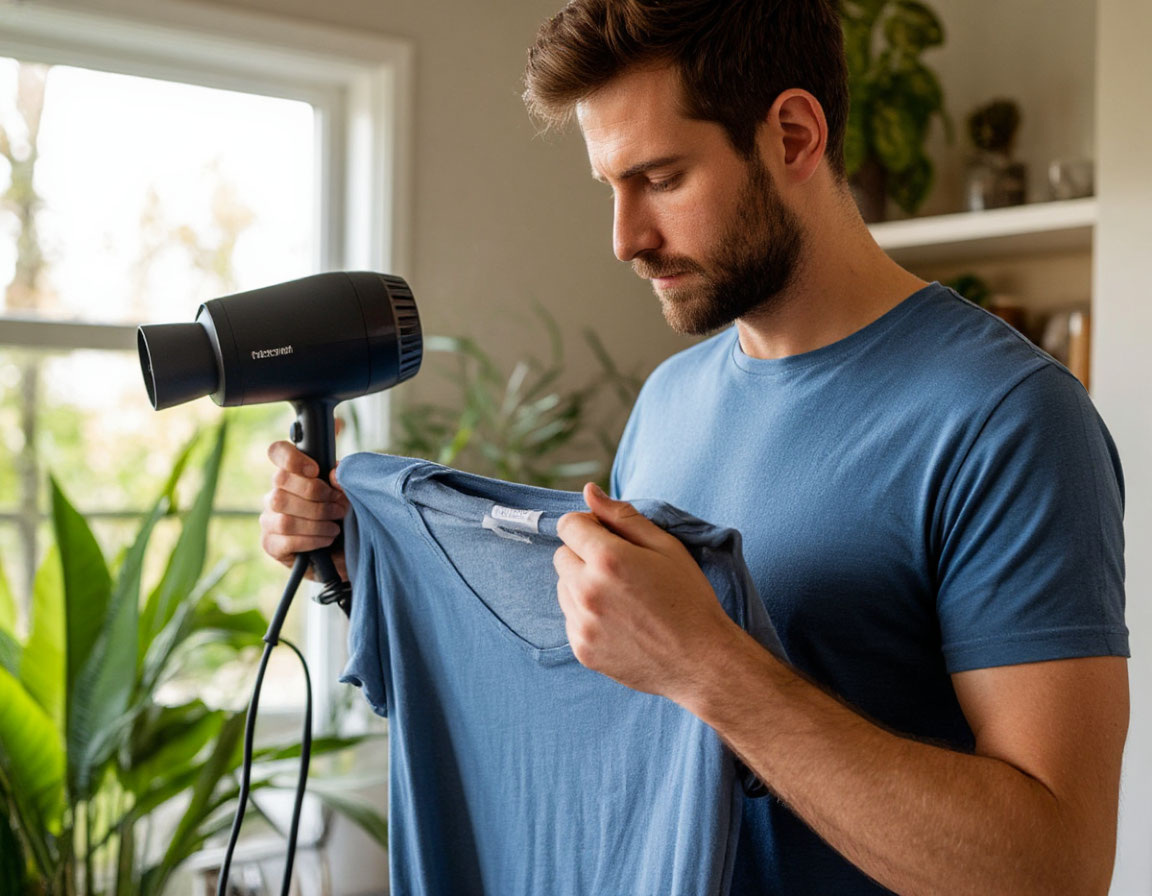 Направьте на одежду фен