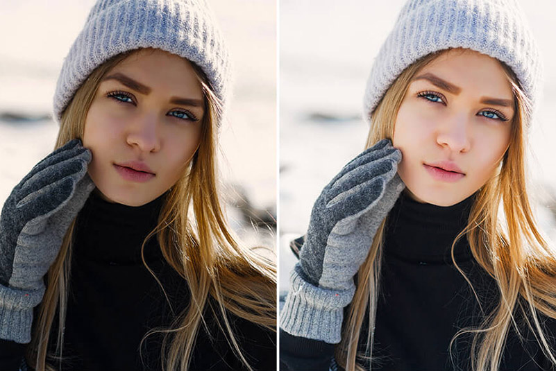 Портрет в контровом свете без экспокоррекций и с поправкой на +1 / Фото: fixthephoto.com