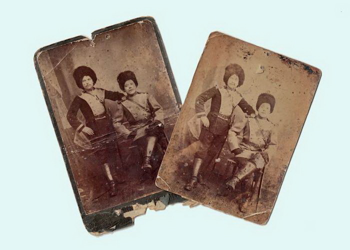 Фотопортрет "Офицеры Русской Императорской Армии". Комплект 2 шт. Царская Россия. 1896 год