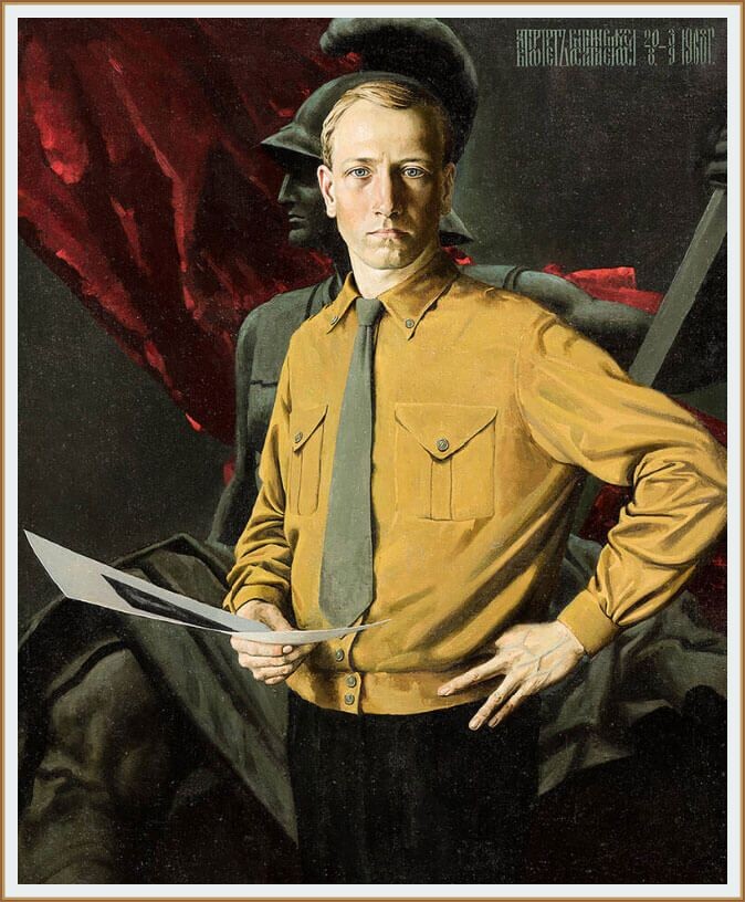 КАРТИНА ХУДОЖНИКА КОНСТАНТИНА АЛЕКСЕЕВИЧА ВАСИЛЬЕВА  " АВТОПОРТРЕТ " / Очень загадочный автопортрет советского художника в его молодые годы, который по своей стилистике  мне что-то напоминает. А вам ? 