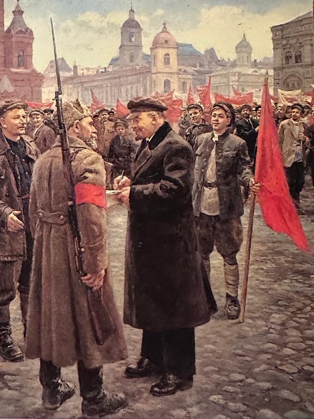 Дмитрий Налбандян. «Ленин в 1919 году». 1957 Фото из открытого доступа. Обратите внимание, что Ленин изображён на фоне церквей.