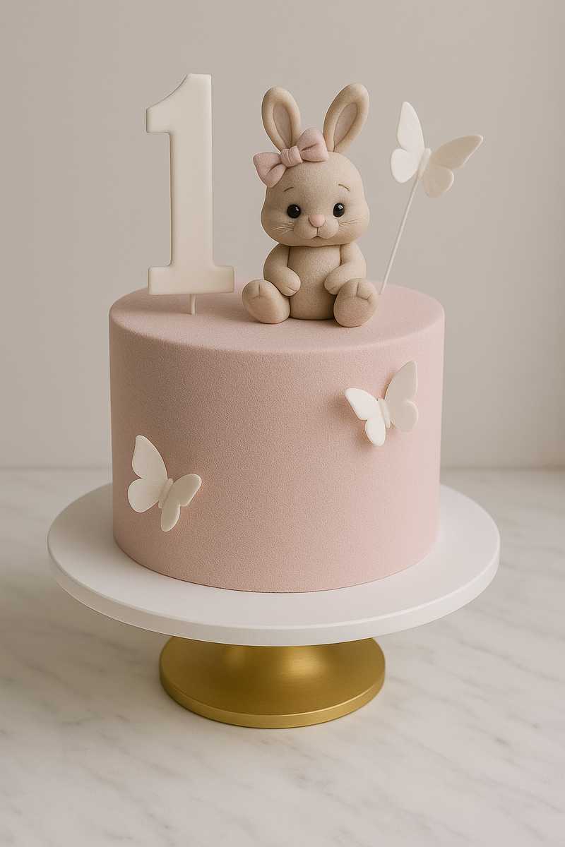 Торт для девочки с зайкой и бабочками 