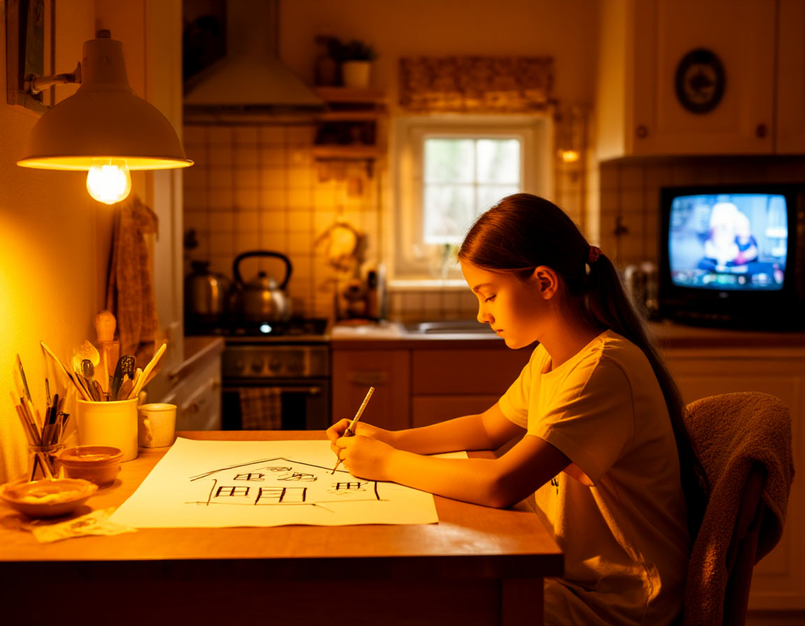 Катя сидела за столом