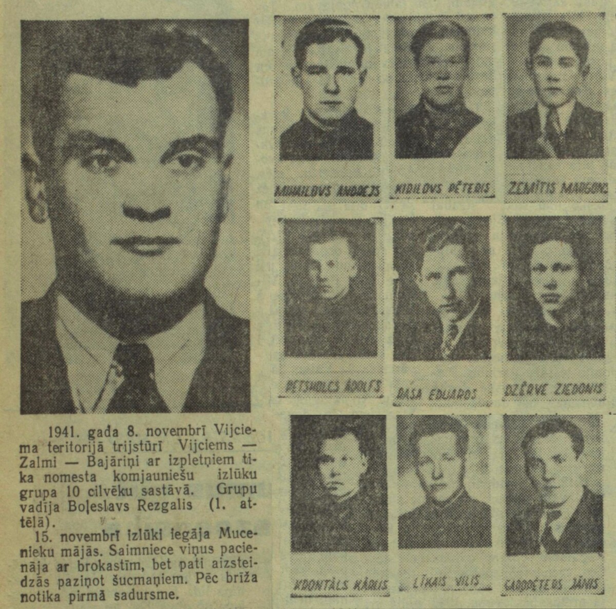 Болеслав Резгалис и бойцы его разведдиверсионной группы. Источник: Darba Karogs (Valka), 20 сентября 1974 года.