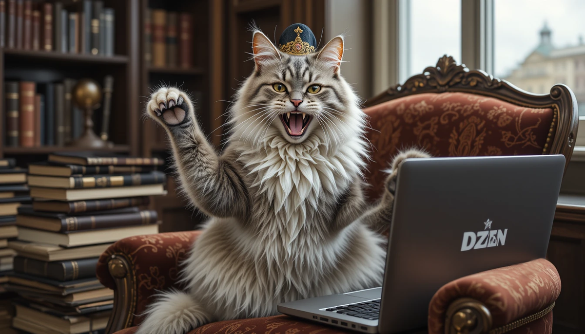 "Мяу" на Дзене! 🎙️ Барон Кусь фон Литейный взломал канал Странника, чтобы высказаться: что бесит питерского кота (и почему он лучше вас)