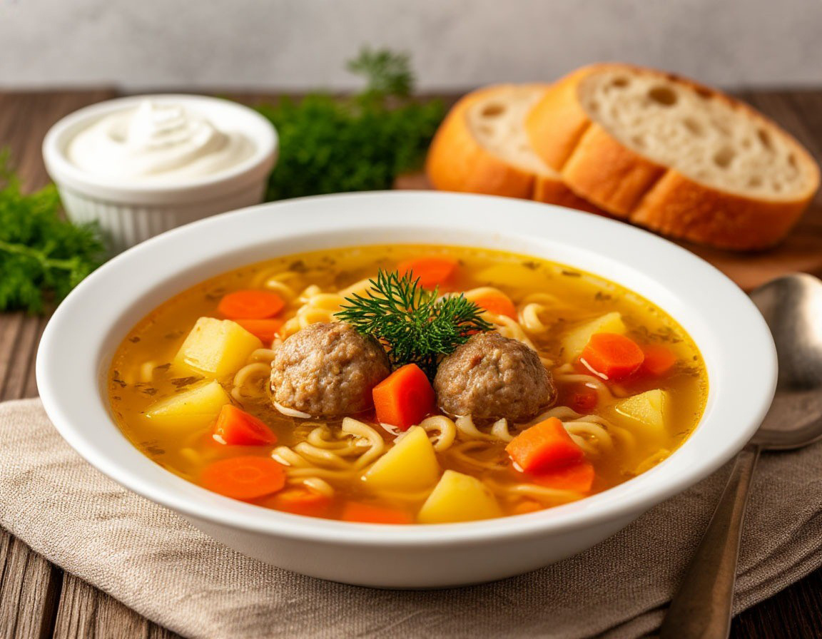 Классический суп с фрикадельками и лапшой