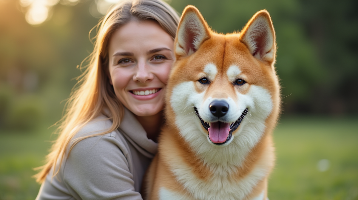 Акита-ину с хозяйкой