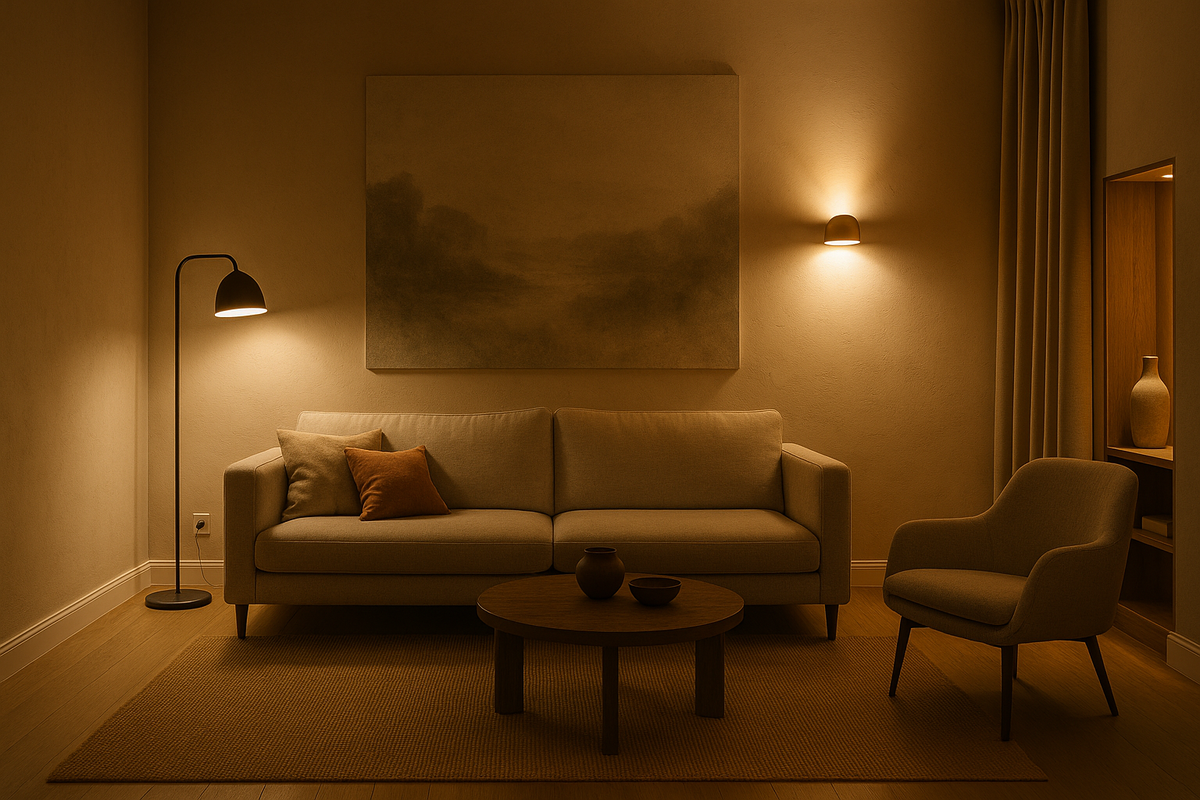 Светильники по зонам: бра, напольник, подсветка в нишах