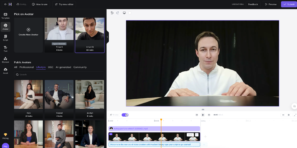 цифровой аватар на Heygen, копирует ваши голос, движения, мимику, синхронизирует речь и движения губ