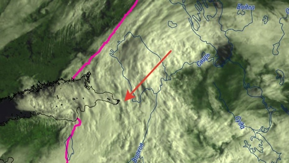    Майский циклон над территорией Ленинградской области Автор фото: t.me/kammeteo
