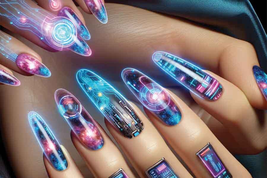 дизайн маникюра, созданный с использованием технологии искусственного 