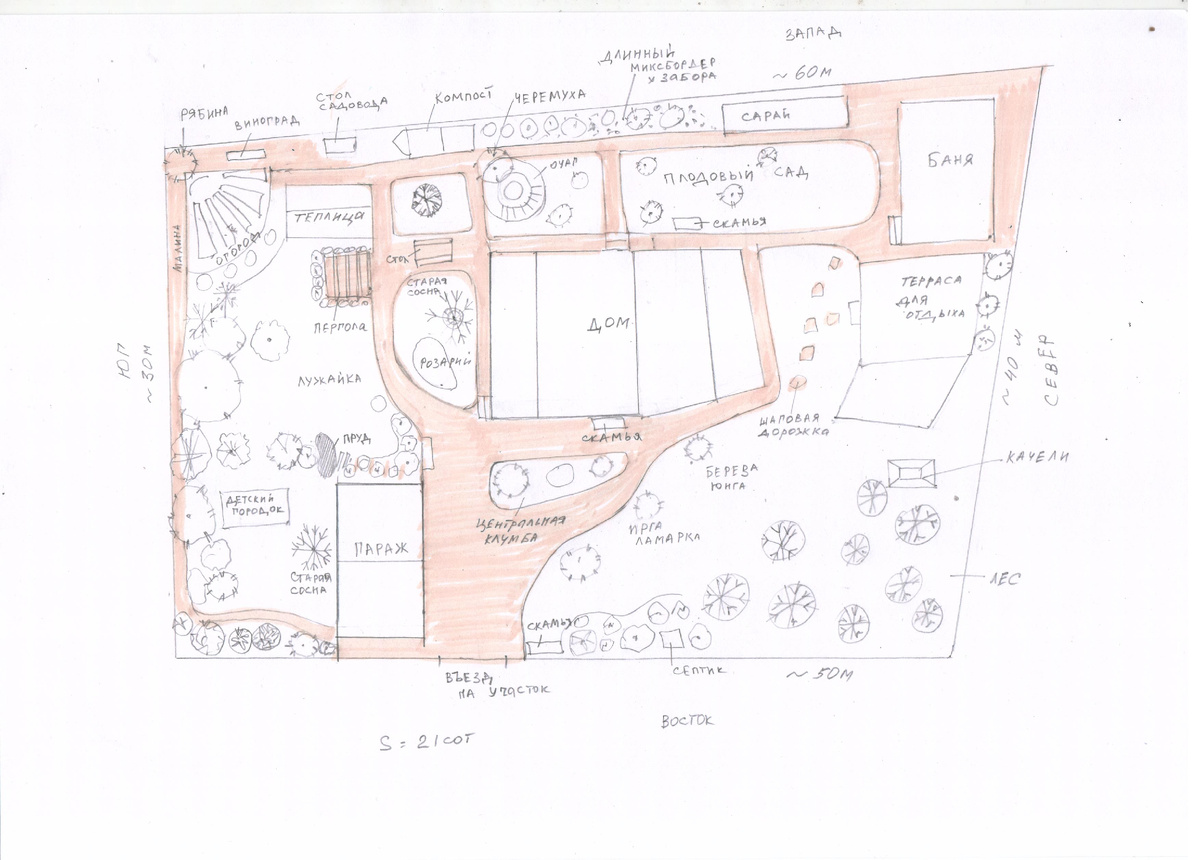 Условный план нашего участка