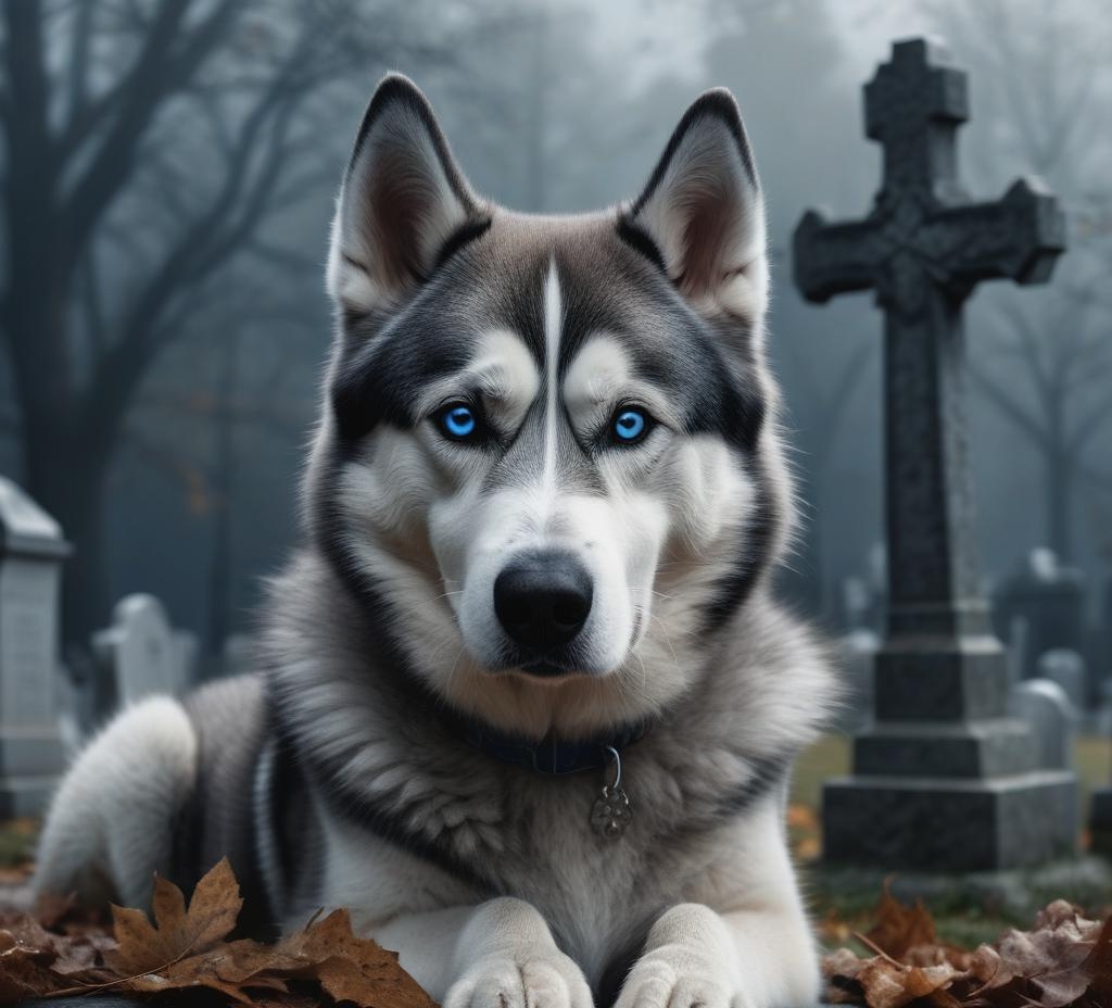 Собака на кладбище.