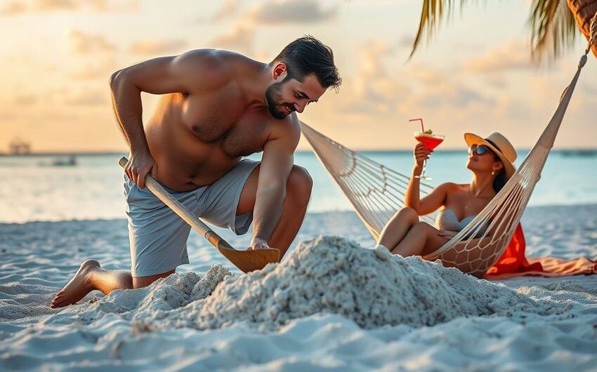 
Она - лежала в гамаке с коктейлем в руках