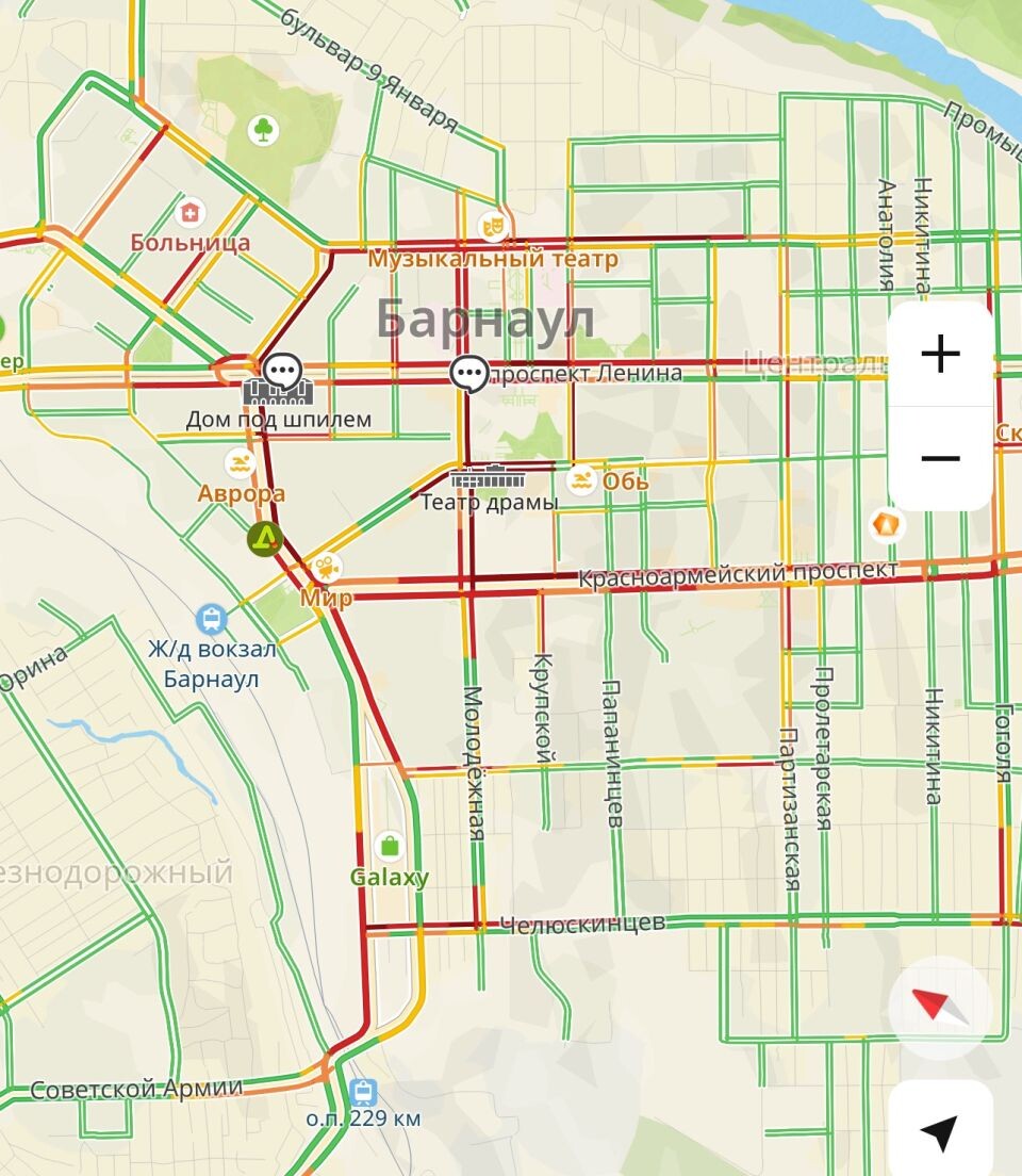    Пробки в Барнауле. Источник: "2Гис"
