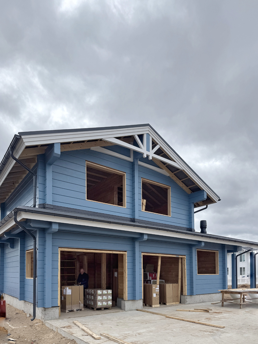 Деревянный гараж на 2 машиноместа с автомойкой и котельной в пристройке