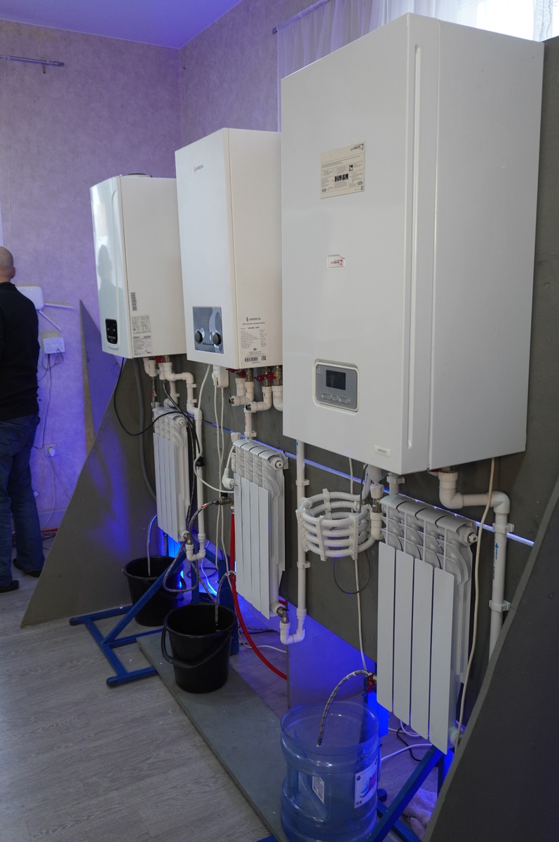 Стенд на 3 котла на практике обучение котлы...