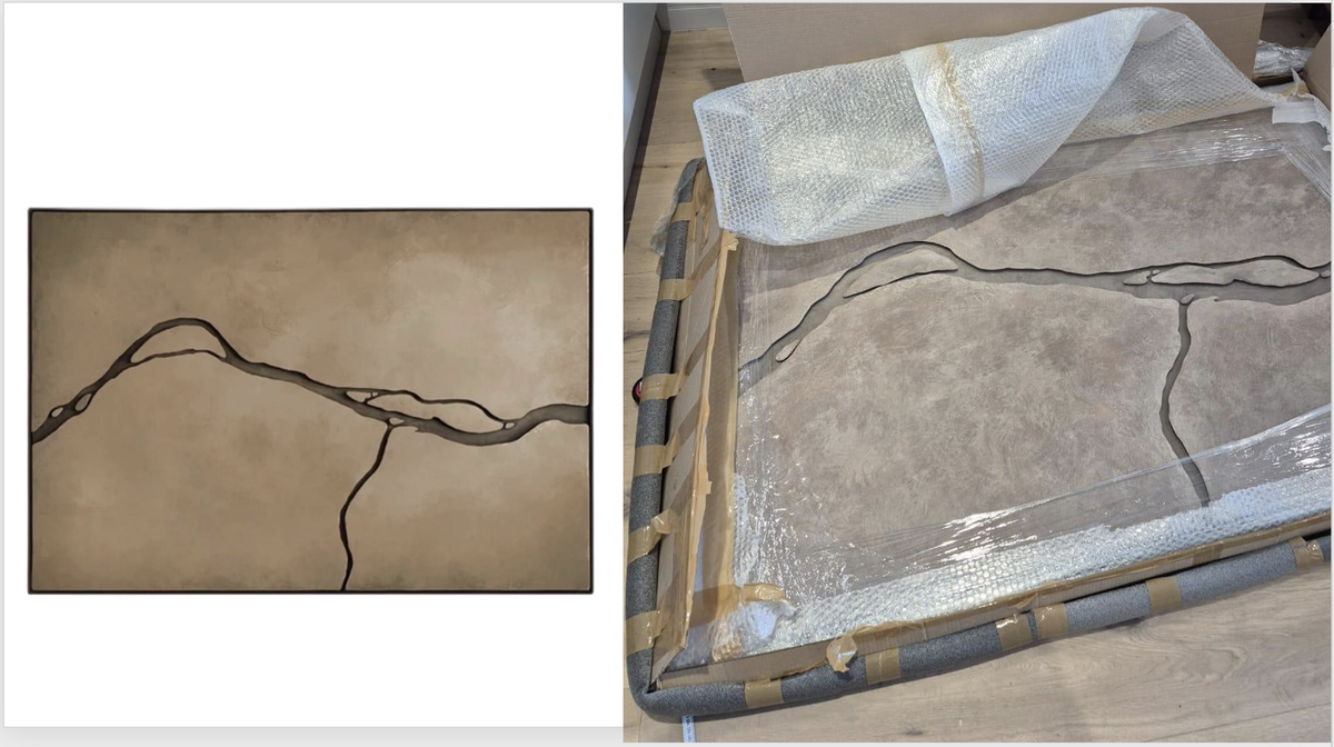 Панно: слева референс на сайте магазина, справа - то, что в итоге пришло. Я решила, что панно за 65 000 рублей должно лучше попадать в референс и вернула его в магазин