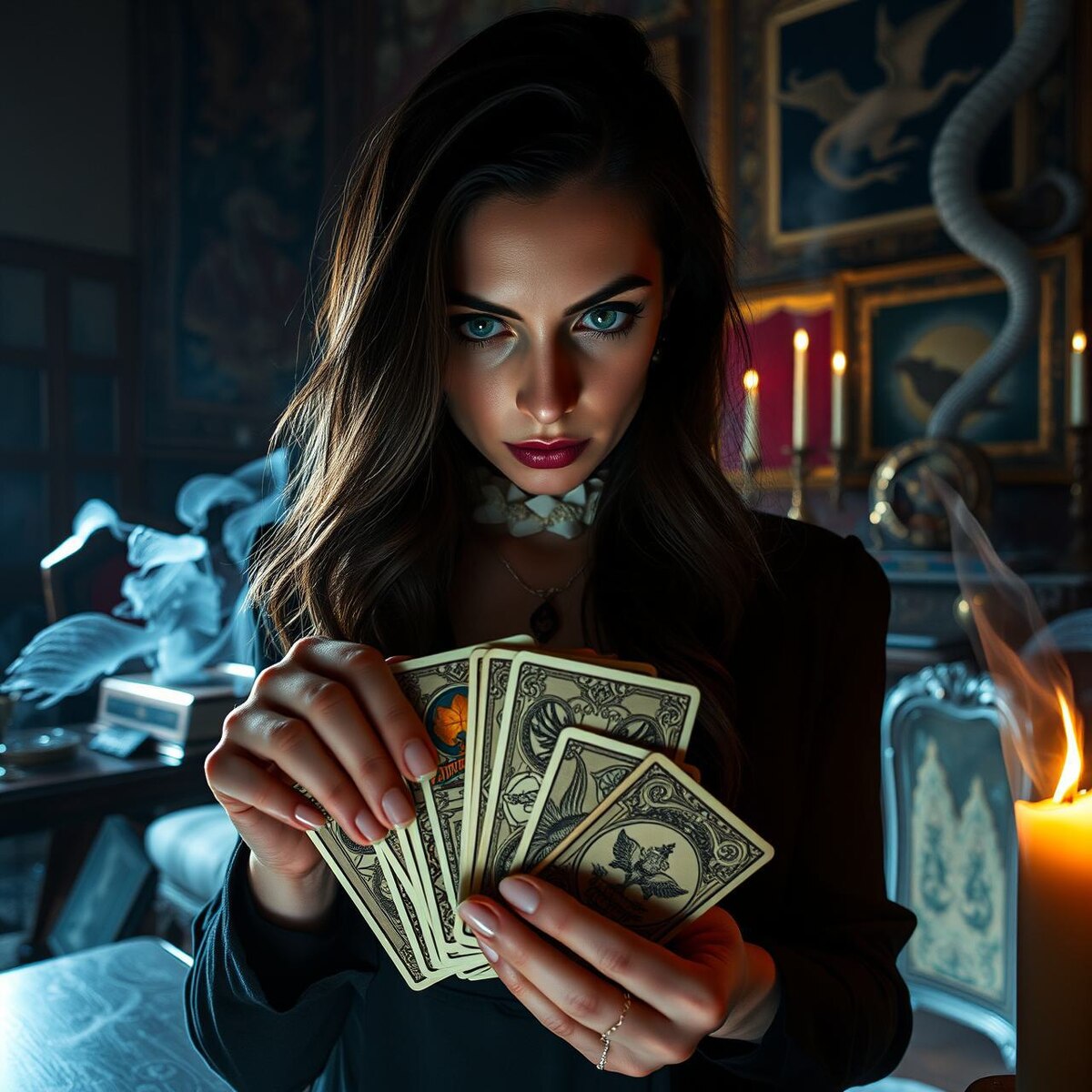 Гадание на картах. Иллюстрация сгенерирована нейросетью