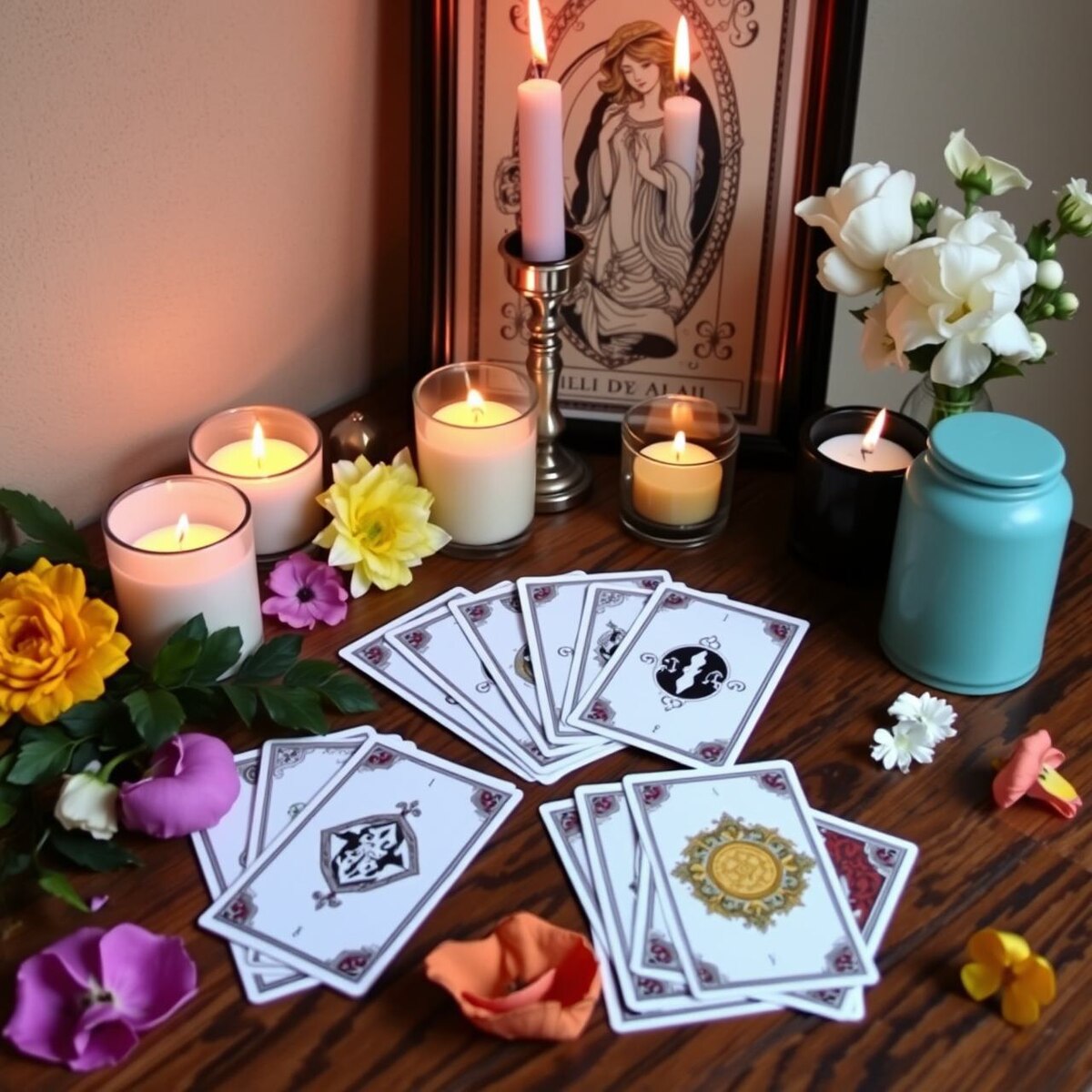Гадание на картах. Иллюстрация сгенерирована нейросетью