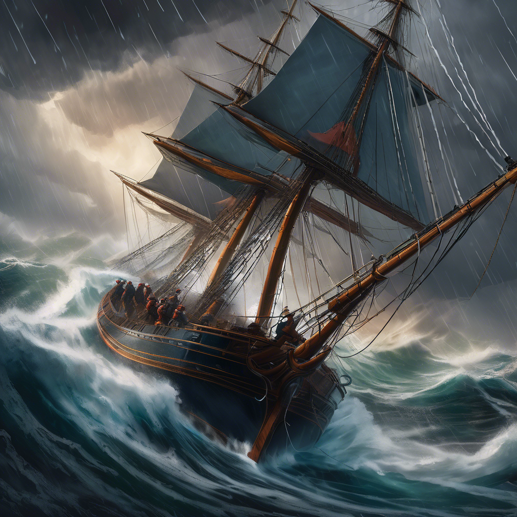 корабль попал в шторм