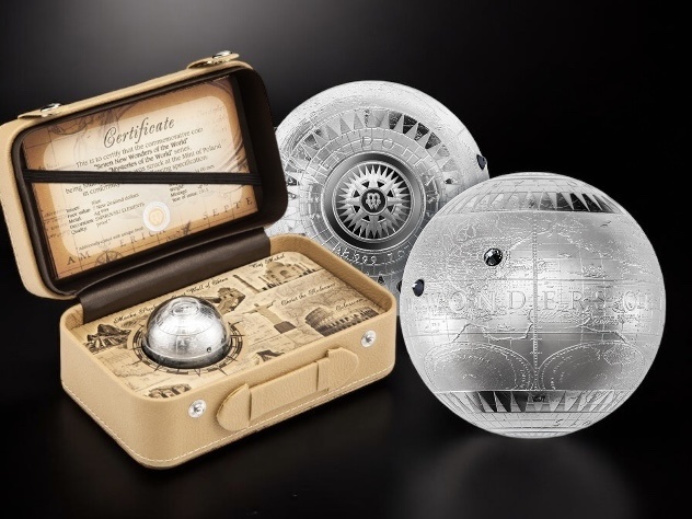 Королева монет – сферическая монета «Семь новых чудес света»