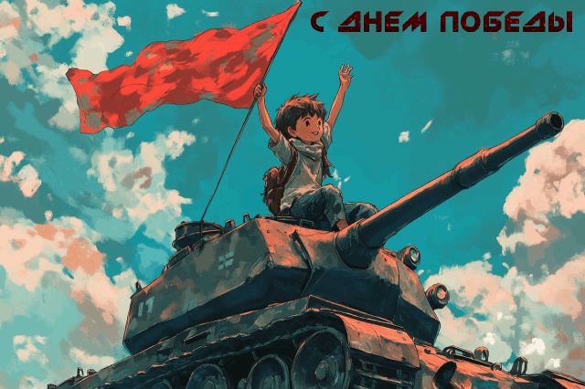 С праздником Великой Победы: анимированная открытка